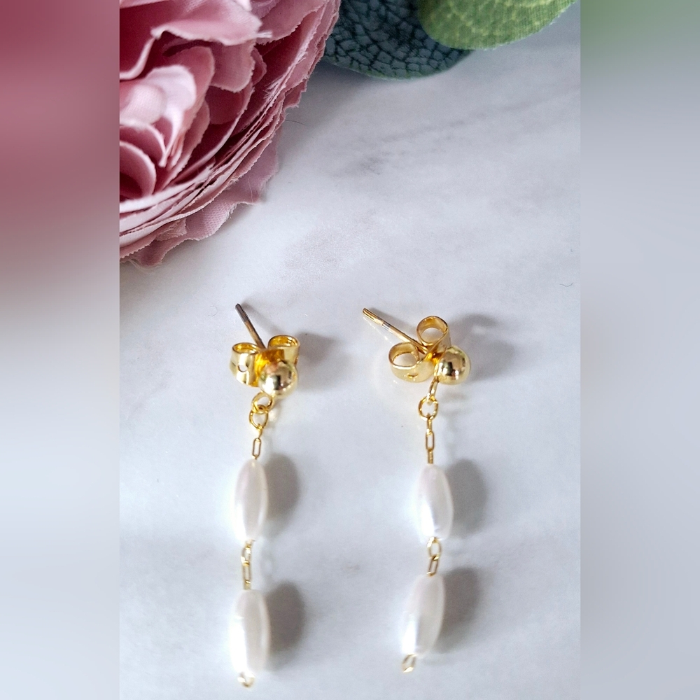 Vintage 80s ✨️🤍Double Pearl Drop Earrings